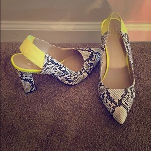 Snake Skin Neon Yellow Heels